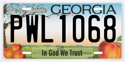 GA license plate PWL1068