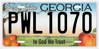 GA license plate PWL1070