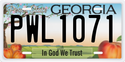 GA license plate PWL1071