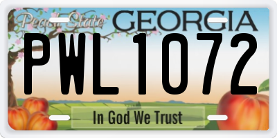 GA license plate PWL1072