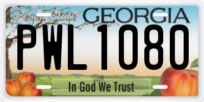 GA license plate PWL1080