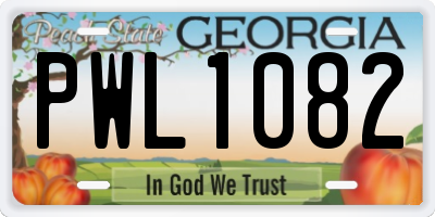 GA license plate PWL1082