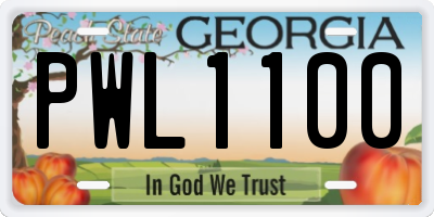 GA license plate PWL1100