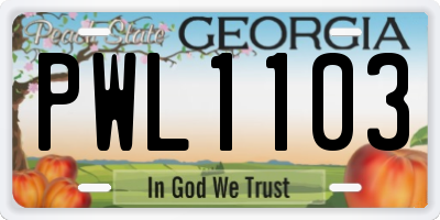GA license plate PWL1103