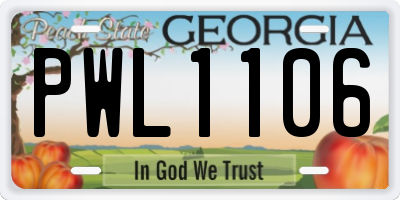 GA license plate PWL1106