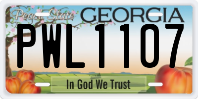 GA license plate PWL1107