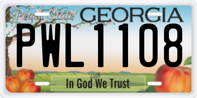 GA license plate PWL1108