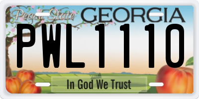 GA license plate PWL1110