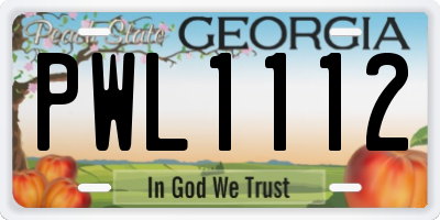 GA license plate PWL1112