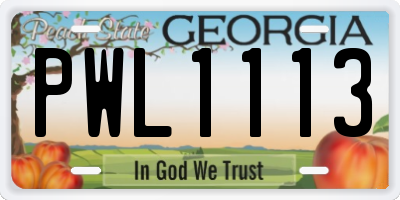 GA license plate PWL1113