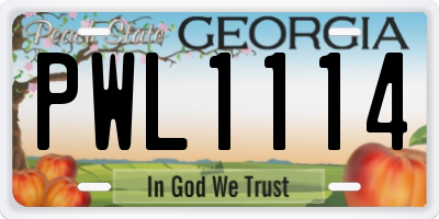 GA license plate PWL1114