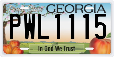 GA license plate PWL1115