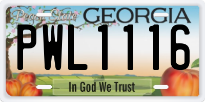 GA license plate PWL1116