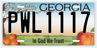 GA license plate PWL1117