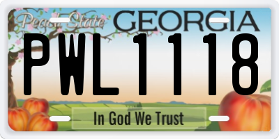 GA license plate PWL1118