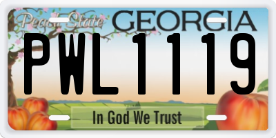 GA license plate PWL1119
