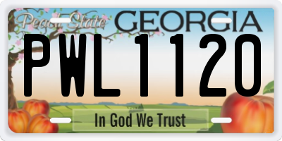 GA license plate PWL1120
