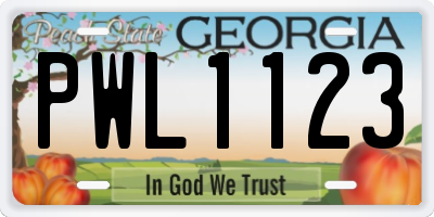 GA license plate PWL1123