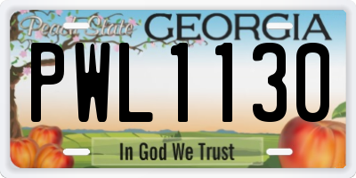 GA license plate PWL1130