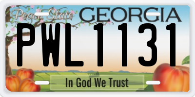 GA license plate PWL1131
