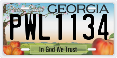GA license plate PWL1134