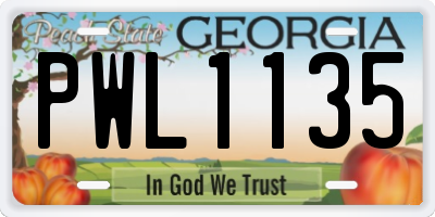 GA license plate PWL1135