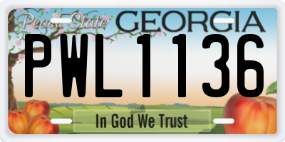 GA license plate PWL1136