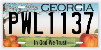 GA license plate PWL1137