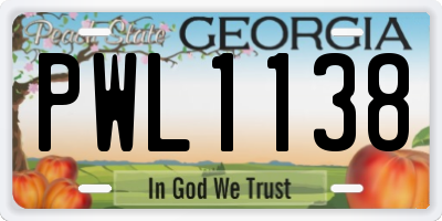 GA license plate PWL1138