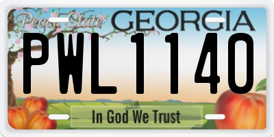 GA license plate PWL1140