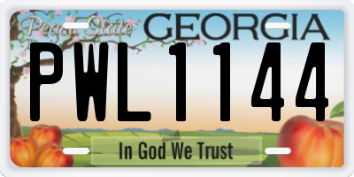 GA license plate PWL1144