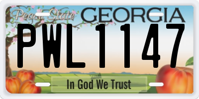 GA license plate PWL1147