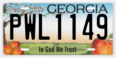 GA license plate PWL1149