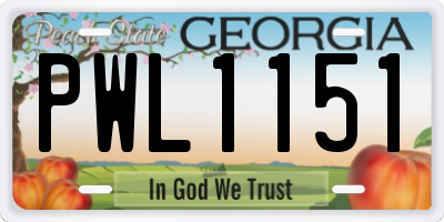 GA license plate PWL1151