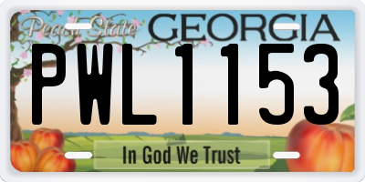 GA license plate PWL1153