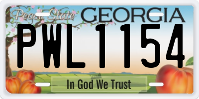 GA license plate PWL1154