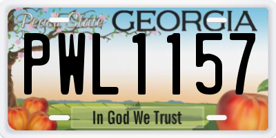 GA license plate PWL1157