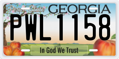 GA license plate PWL1158