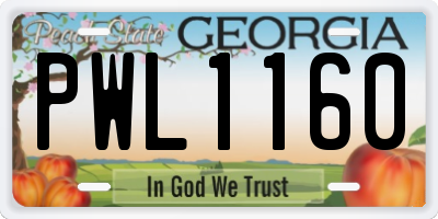 GA license plate PWL1160