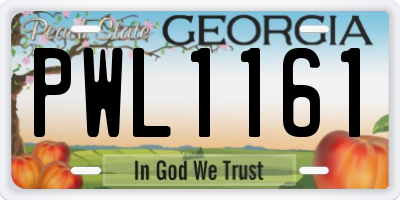 GA license plate PWL1161