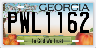GA license plate PWL1162