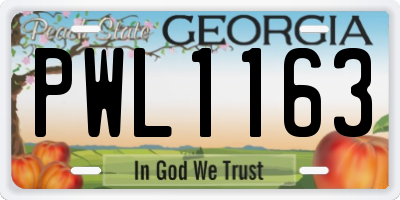 GA license plate PWL1163