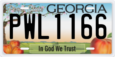 GA license plate PWL1166