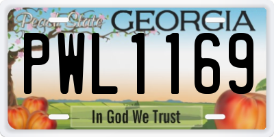 GA license plate PWL1169