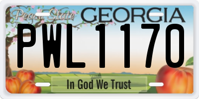 GA license plate PWL1170