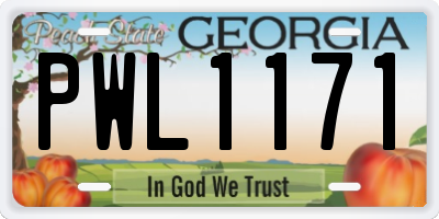 GA license plate PWL1171