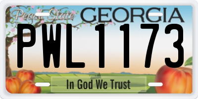 GA license plate PWL1173