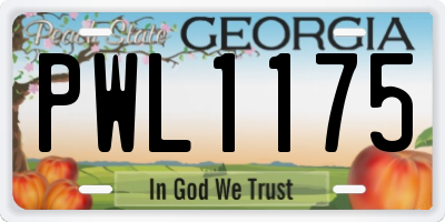 GA license plate PWL1175