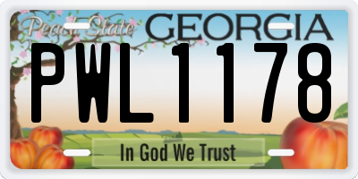 GA license plate PWL1178