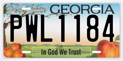 GA license plate PWL1184